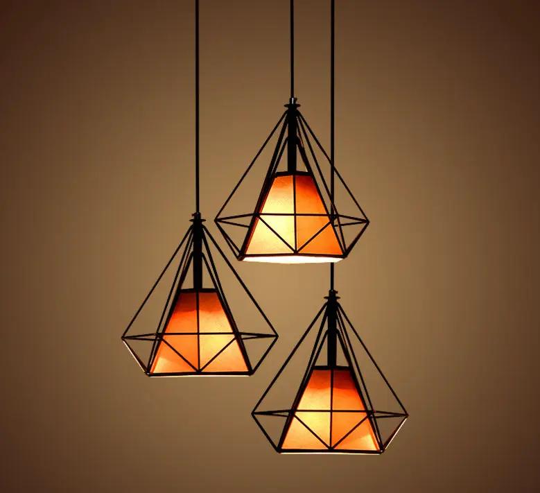 Pendant Hanging Light Lampshade Metal Diamond Black – view 4