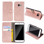 salelink.co.nz Unbranded Samsung S6 Edge Case Pink Glitter Leather Wallet Case Kickstand for S6 Edge