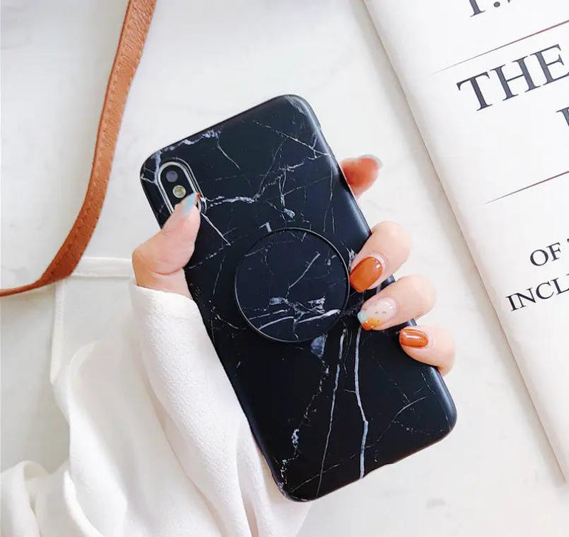 salelink.co.nz Unbranded iPhone XR Case Marble Pattern iPhone XR Case With Holder TPU