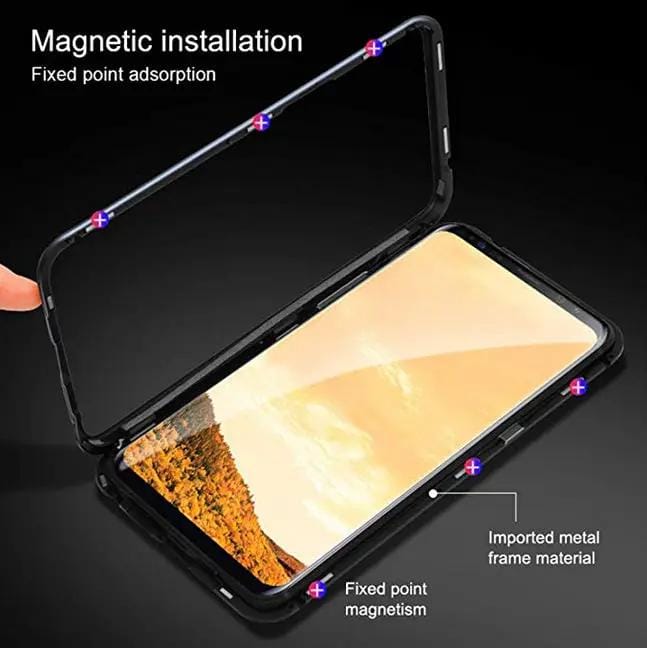 Samsung S8 Plus Clear Back Tempered Glass Case With Magnetic Metal Frame – view 4