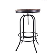 Vintage Industrial Bar Table Round Adjustable Retro Solid Wood Metal Legs – view 2