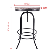 Vintage Industrial Bar Table Round Adjustable Retro Solid Wood Metal Legs – view 3