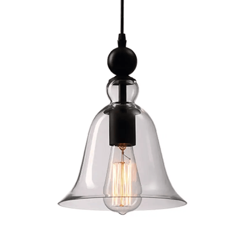 Clear Glass Bell Pendant Light With Edison Bulb Ceiling Lamp – view 1
