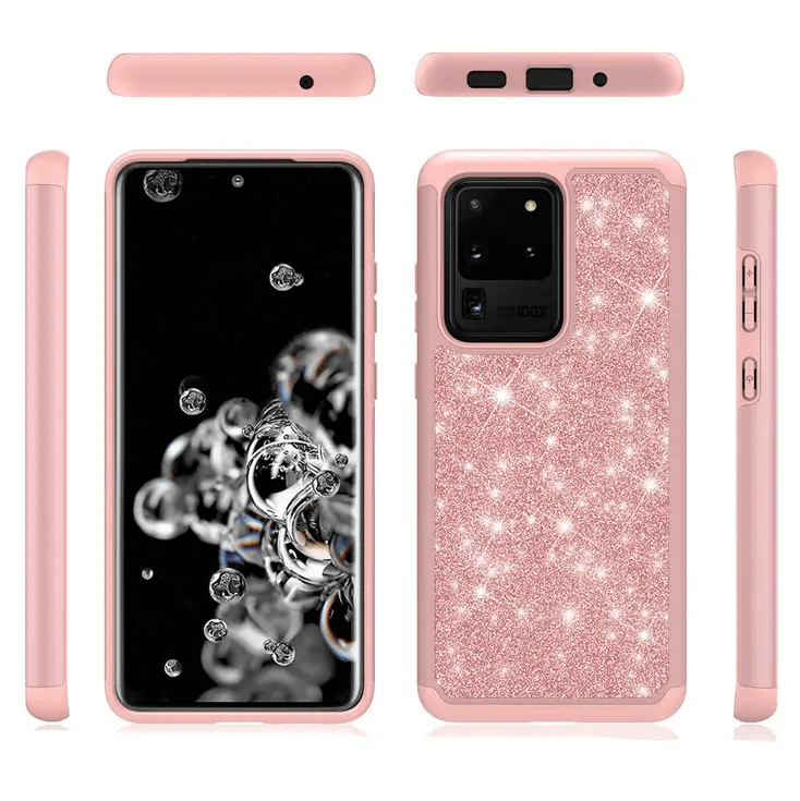 Rose Gold Glitter Shockproof Case For Samsung Galaxy S20 Ultra – view 1
