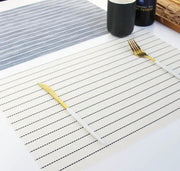 Pack of 4 Stripe Placemats Tableware Pad Dining - White – view 2