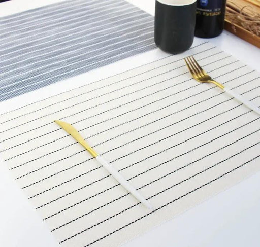 Pack of 4 Stripe Placemats Tableware Pad Dining - White – view 2