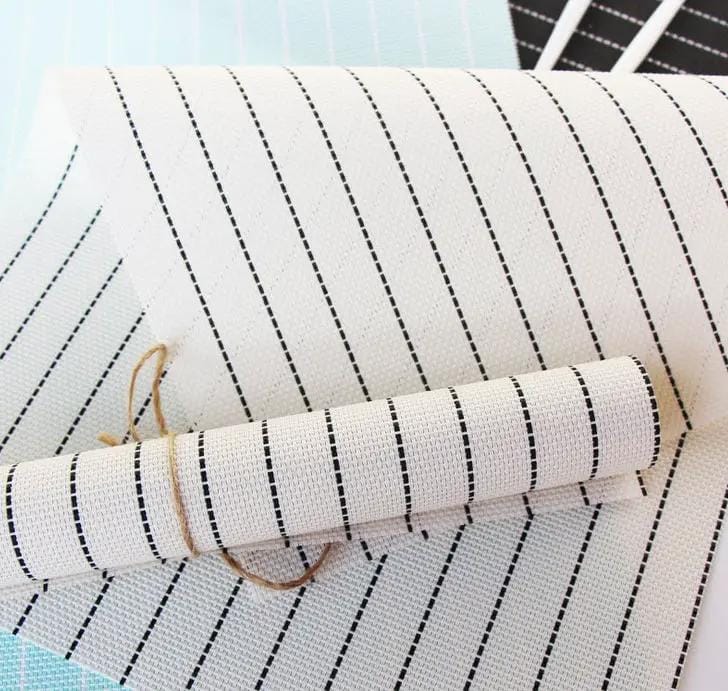 Pack of 4 Stripe Placemats Tableware Pad Dining - White – view 3