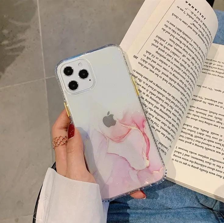 salelink.co.nz Unbranded iPhone 12/12 PRO 6.1'' Case Watercolour Marble Pink Clear Case For iPhone 12 Pro