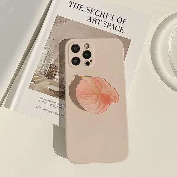 iPhone 13 Case Clear Liquid Silicone Pink Flower Phone Holder – view 6