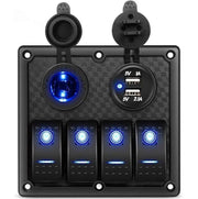 4 Gang LED Rocker Switch Panel Circuit Breakers Charger Car 12V 24V – view 1