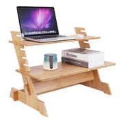 Stand Up Desk Bamboo Adjustable Workstation for PC Laptop – view 1