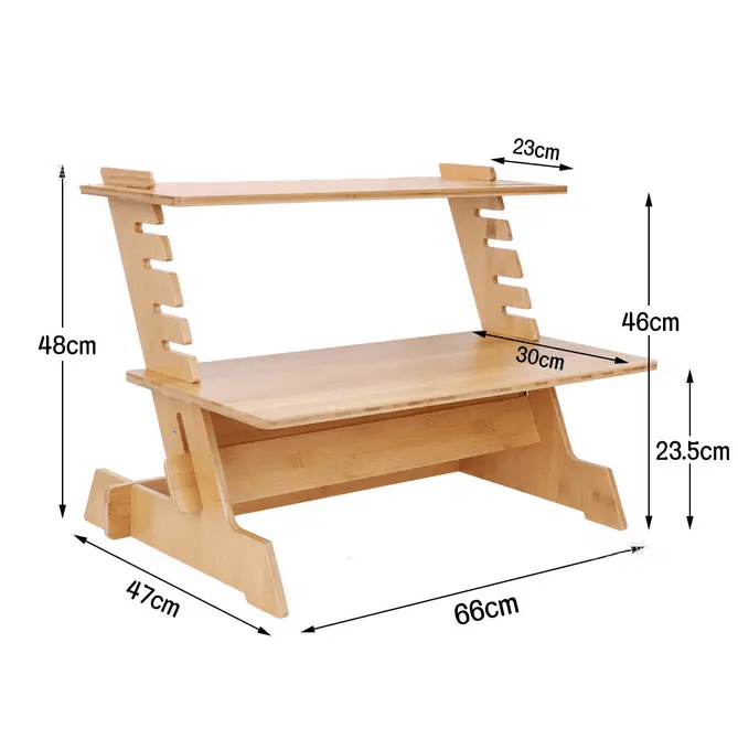 Stand Up Desk Bamboo Adjustable Workstation for PC Laptop – view 2