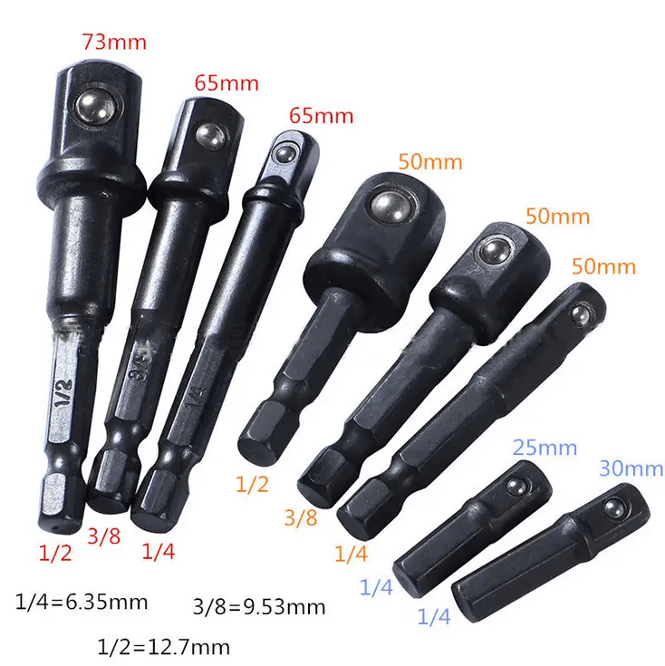12Pc Drill Socket Adapter Set Impact Nut Driver Hex Extension Bit 1/4" 3/8" 1/2" – view 4