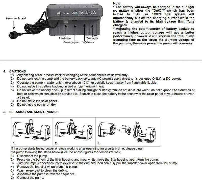 salelink.co.nz Unbranded Solar Fountain Pump with Backup Battery Solar Fountain Pump with Backup Battery | Action Outdoors NZ