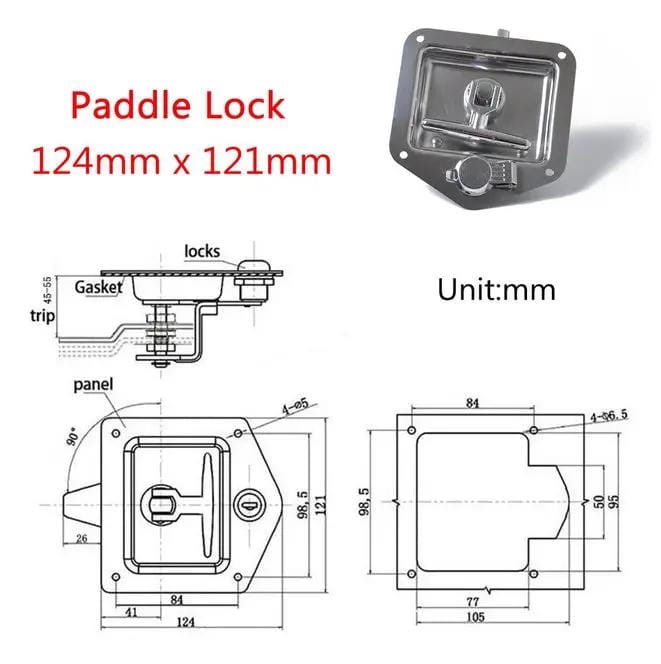 T Handle Lock With Keys Trailer Camper Truck – view 5
