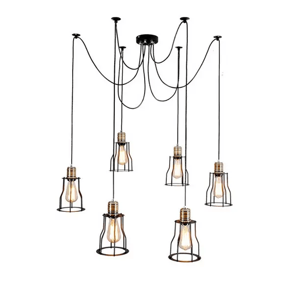 Six Head Spider Cage Ceiling Pendant Light E27 Bulb Not Included – view 1