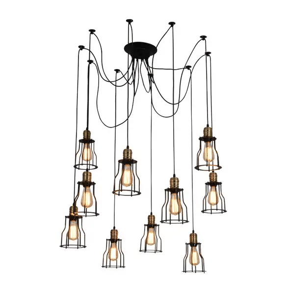 salelink.co.nz Unbranded Ceiling Cage Pendant Lamp Light 10 Heads Industrial Ceiling Cage Pendant Light 10 Heads E27