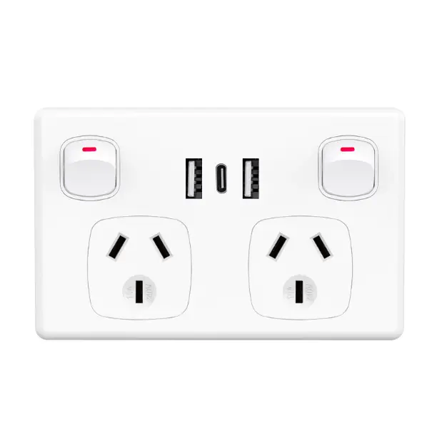USB Type C Wall Socket Power Point - White
