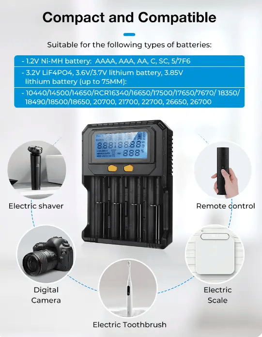 salelink.co.nz Unbranded Smart Battery Charger 4 Slots Smart Battery Charger 4 Slots | Action Outdoors NZ
