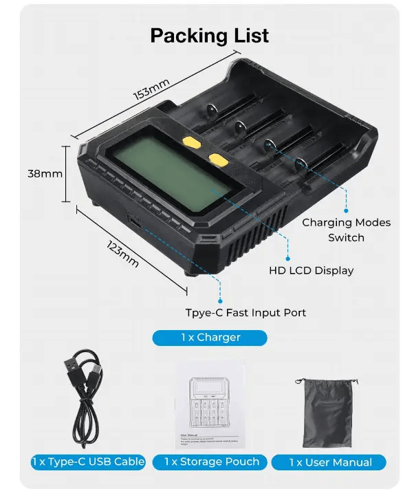salelink.co.nz Unbranded Smart Battery Charger 4 Slots Smart Battery Charger 4 Slots | Action Outdoors NZ