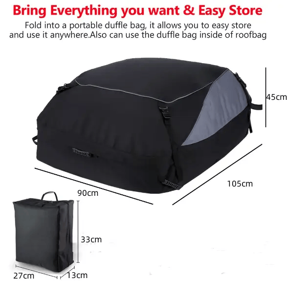 105×90×45cm Soft-Shell Vehicle Rooftop Cargo Carrier Bag – view 3