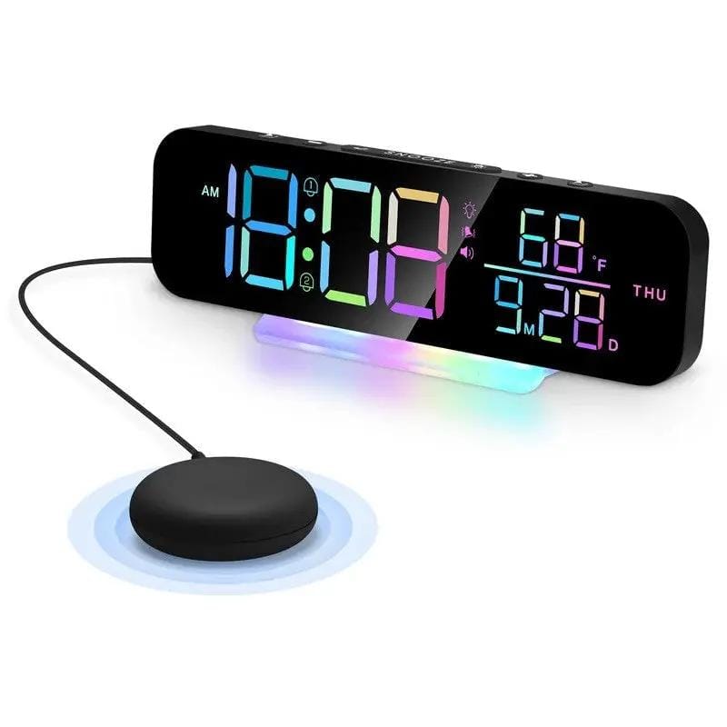 Deafquip RGB Display Vibrating Travel Alarm Clock RGB Display Vibrating Travel Alarm Clock