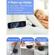 Deafquip RGB Display Vibrating Travel Alarm Clock RGB Display Vibrating Travel Alarm Clock