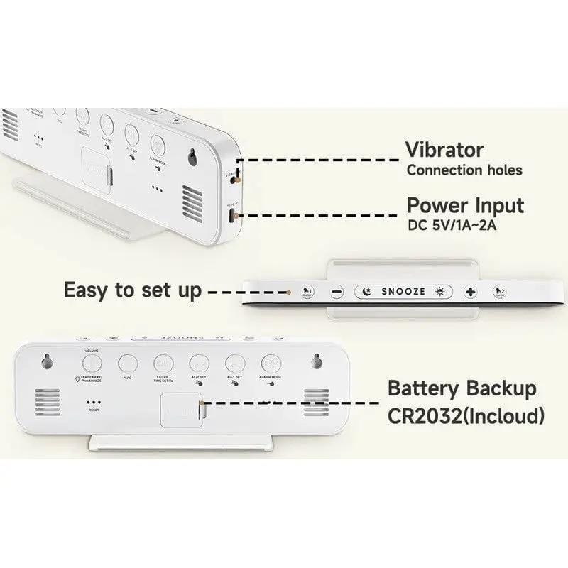 Deafquip RGB Display Vibrating Travel Alarm Clock RGB Display Vibrating Travel Alarm Clock