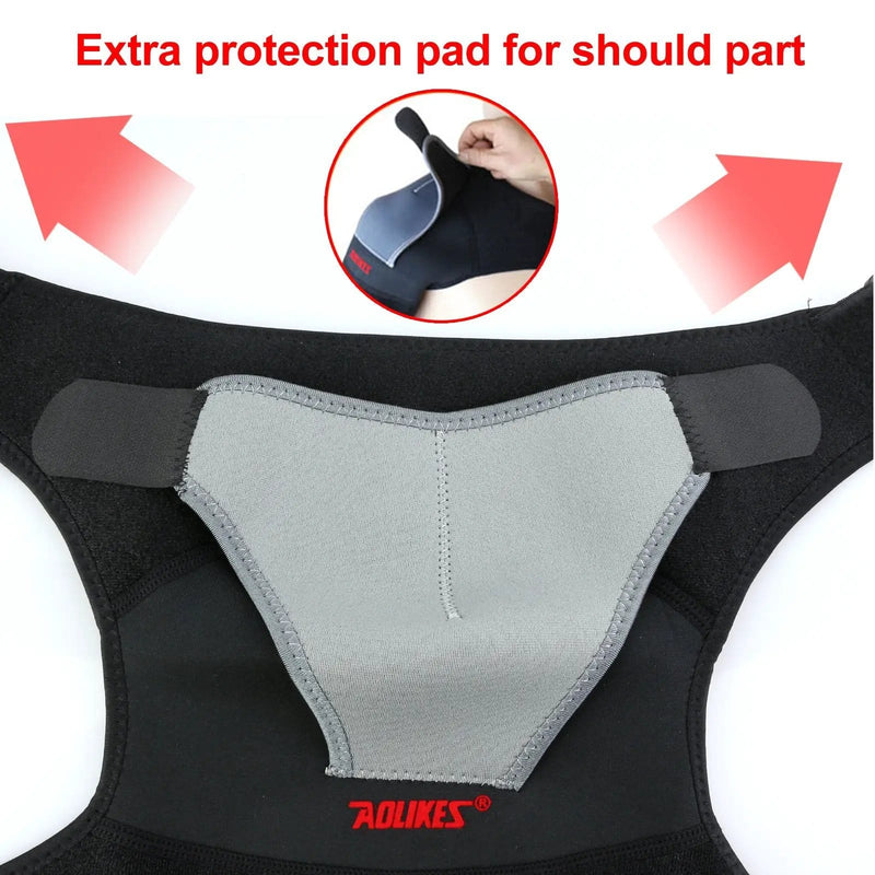 Right Shoulder Adjustable Support Brace Compression Strap Heat Patch Protection Sports – view 9