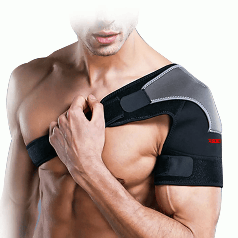 Left Shoulder Adjustable Support Brace Compression Strap Heat Patch Protection Sports – view 1
