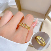 Poppy Gifts Jewellery Aurora Link Gold Crystal Adjustable Ring Aurora Link Gold Crystal Adjustable Ring