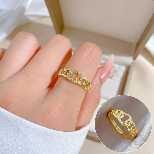 Poppy Gifts Jewellery Aurora Link Gold Crystal Adjustable Ring Aurora Link Gold Crystal Adjustable Ring