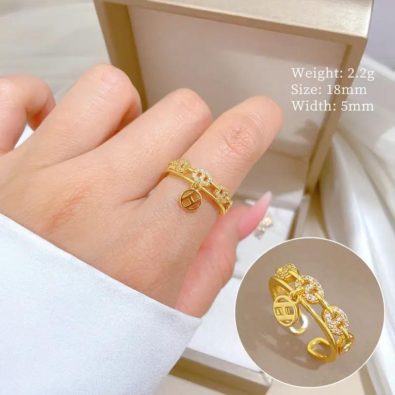 Poppy Gifts Jewellery Lucky Chains Gold Crystal Adjustable Ring Lucky Chains Gold Crystal Adjustable Ring