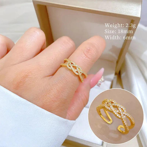 Poppy Gifts Jewellery Eternal Knot Gold Crystal Adjustable Ring Eternal Knot Gold Crystal Adjustable Ring