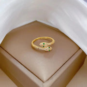 Poppy Gifts Jewellery Serpentine Emerald Gold Crystal Adjustable Ring Serpentine Emerald Gold Crystal Adjustable Ring