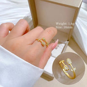 Poppy Gifts Jewellery Blossom Heart Gold Crystal Adjustable Ring Blossom Heart Gold Crystal Adjustable Ring