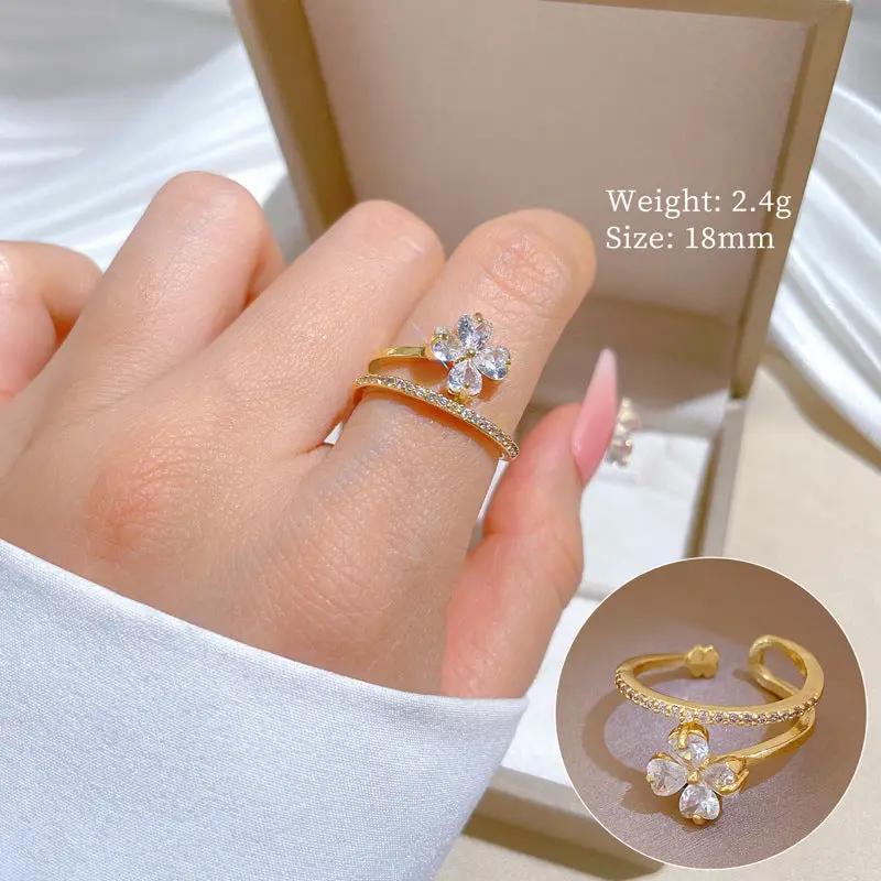 Poppy Gifts Jewellery Blossom Grace Gold Crystal Adjustable Ring Blossom Grace Gold Crystal Adjustable Ring