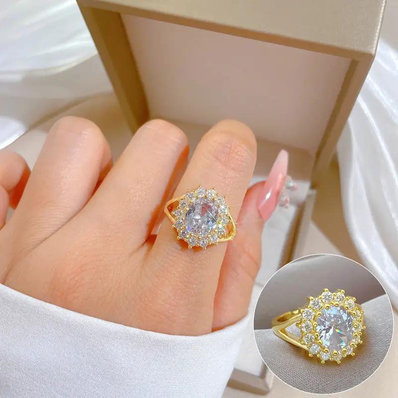Poppy Gifts Jewellery Aurora Halo Gold Crystal Adjustable Ring Aurora Halo Gold Crystal Adjustable Ring