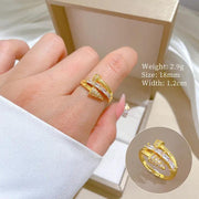 Poppy Gifts Jewellery Celestia Arrow Gold Crystal Crossover Adjustable Ring Celestia Arrow Gold Crystal Crossover Adjustable Ring