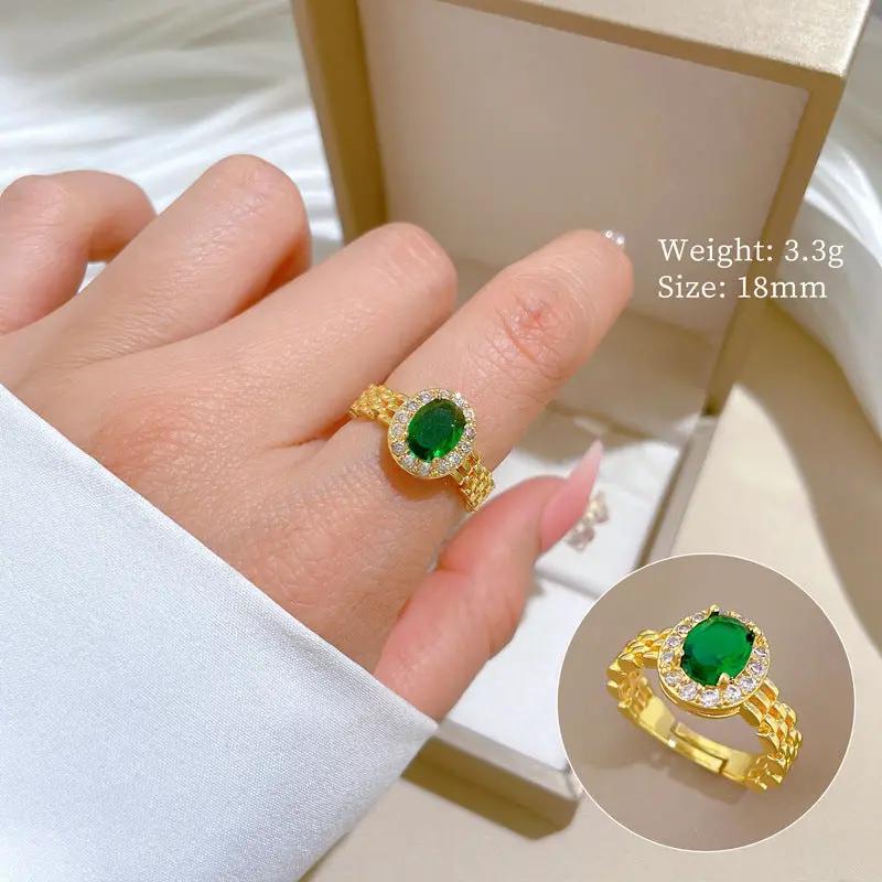 Poppy Gifts Jewellery Emerald Royale Gold Crystal Adjustable Ring Emerald Royale Gold Crystal Adjustable Ring