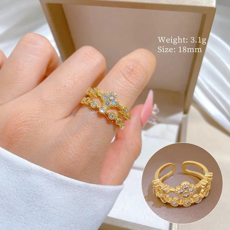 Poppy Gifts Jewellery Celestial Bloom Gold Crystal Adjustable Ring Celestial Bloom Gold Crystal Adjustable Ring