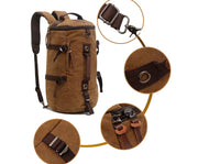 50L Canvas Hiking Backpack - Retro Style Travel Rucksack with Leather Accents | Men's Outdoor Pack – view 6