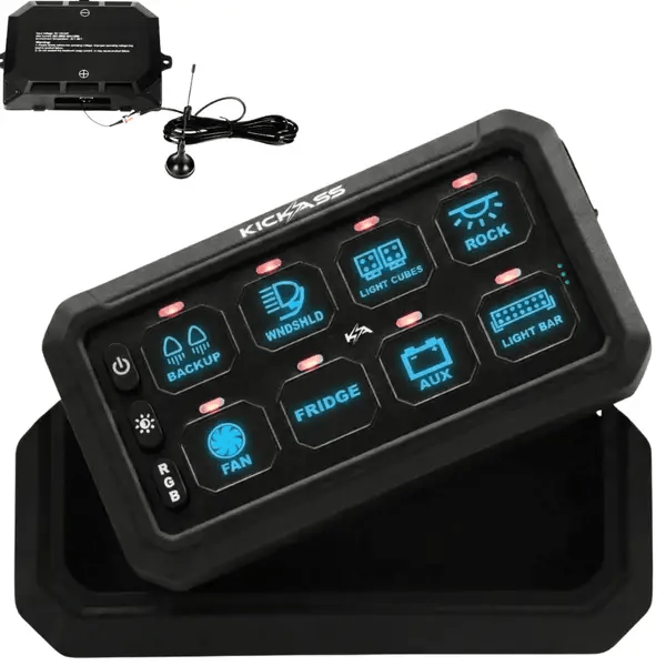 KickAss 12/24V 8 Gang Wireless Switch Panel With Magnetic Cradle – view 1