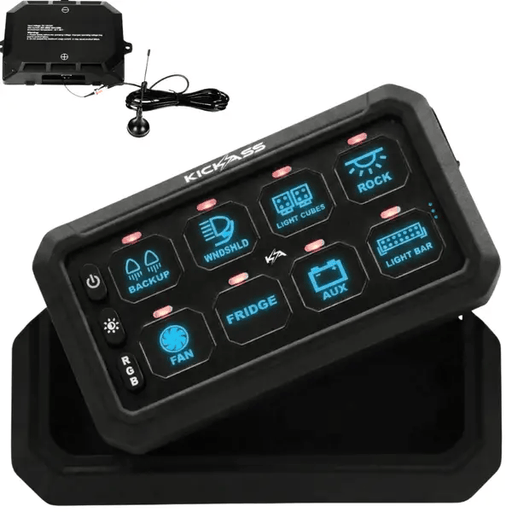 KickAss 12/24V 8 Gang Wireless Switch Panel With Magnetic Cradle – view 1