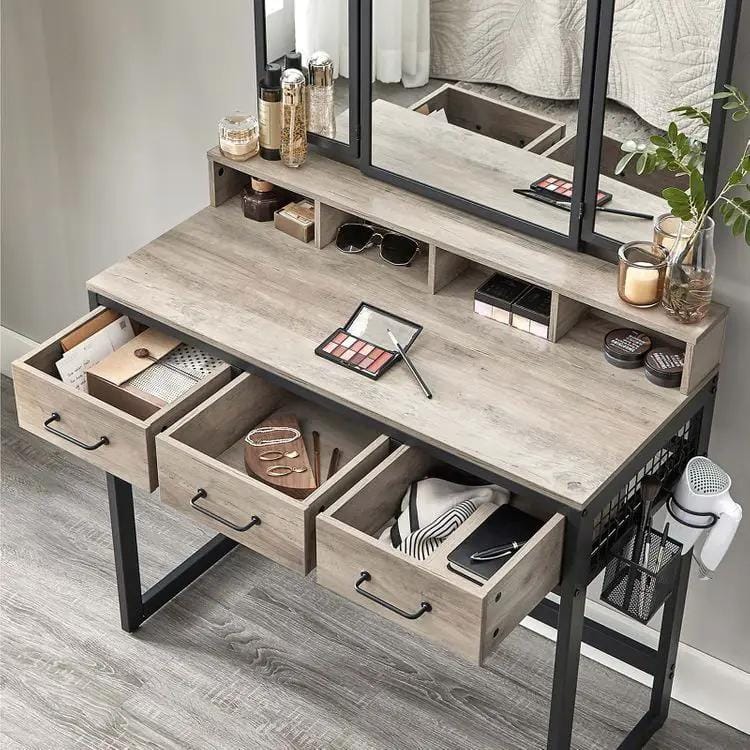 The Shopsite Home-living VASAGLE Makeup Vanity with Stool Dressing Table VASAGLE Makeup Vanity with Stool Dressing Table