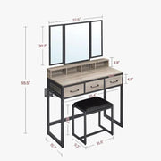 The Shopsite Home-living VASAGLE Makeup Vanity with Stool Dressing Table VASAGLE Makeup Vanity with Stool Dressing Table