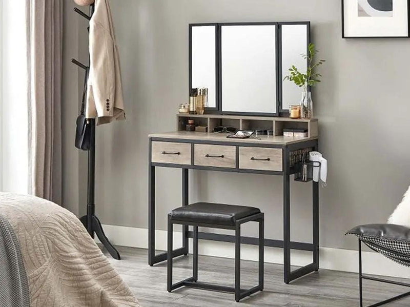 The Shopsite Home-living VASAGLE Makeup Vanity with Stool Dressing Table VASAGLE Makeup Vanity with Stool Dressing Table