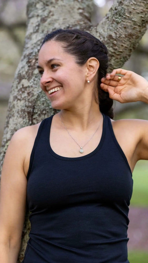 Merino 365 NZ Women's Singlets Women's Racerback Tank Top - Merino Blend, Black Women's Merino Blend Racerback Tank Top Black