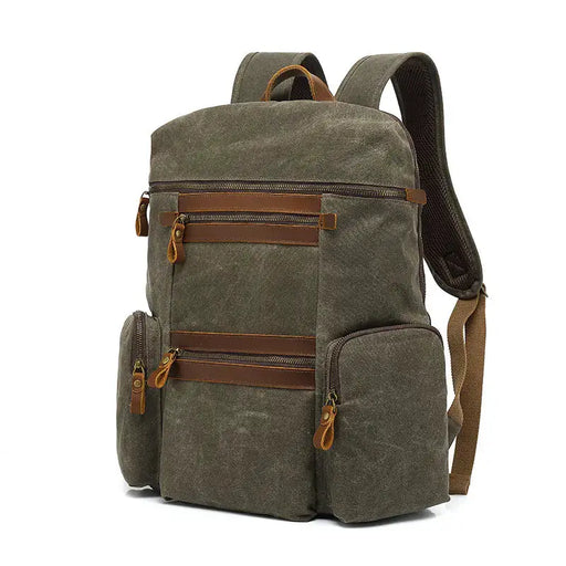 Waxed Canvas Waterproof Travel Laptop Bag - 20-35L Computer Backpack with Soft Cotton Lining – view 1