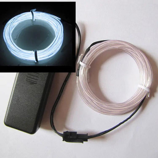 White 3M Battery Operated Neon LED EL Wire Glow Rope Flexible Waterproof 3 Modes – view 2